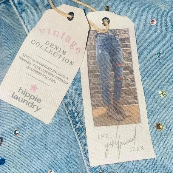 Hippie Laundry Jeans Size 25 High Rise Raw Hem Bling Adorable - Picture 4 of 12